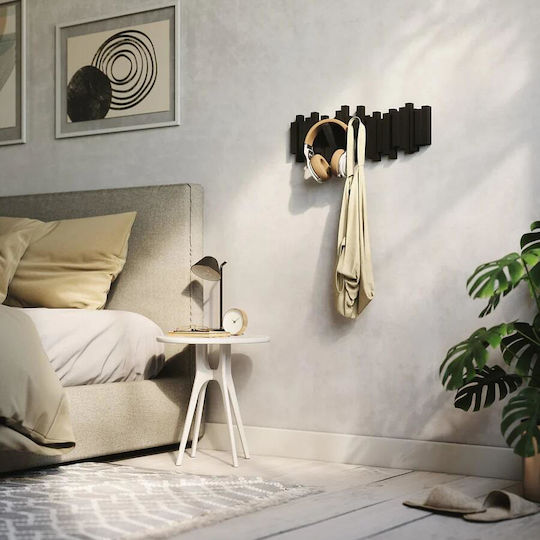Umbra Wall Hanger Sticks Plastic 5 Hooks Black 49x3x18cm