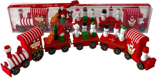 Velve Trenuleț De Lemn De Crăciun Figurine Festive Roșii 39 Cm