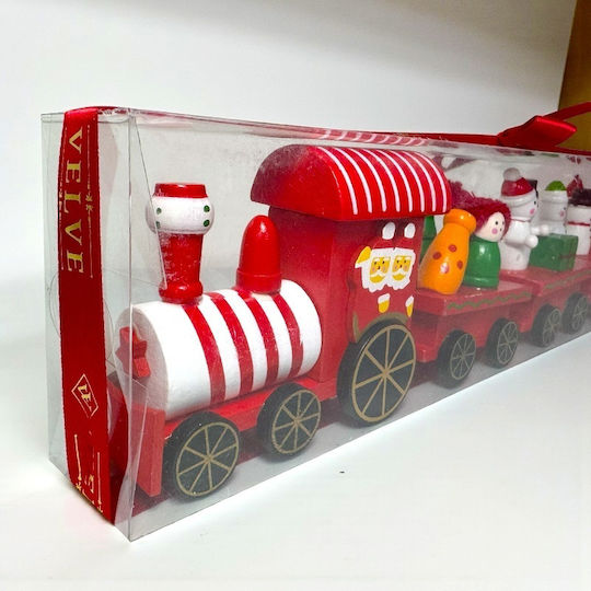 Velve Trenuleț De Lemn De Crăciun Figurine Festive Roșii 39 Cm