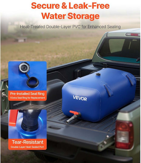 Vevor Vertical Cylindrical Plastic Storage Tank 113lt for Water / Petroleum Black