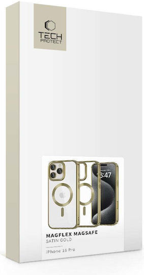 Tech-Protect iPhone 16 Pro Magflex Калъф Силиконов TPU Magsafe Прозрачен Satin Gold