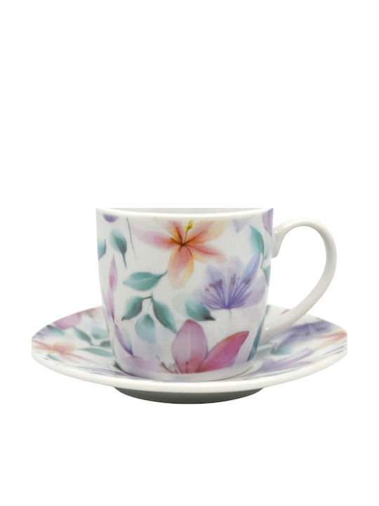 Ankor Set of Cups Coffee Porcelain Multicolored 110ml 6pcs