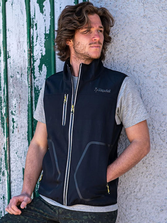 Kapriol Bărbați Vestă de siguranță cu benzi reflectorizante Softshell Negru