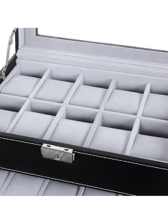 Songmics Storage Box 2 Levels 20 Watches Black Grey Jwb020