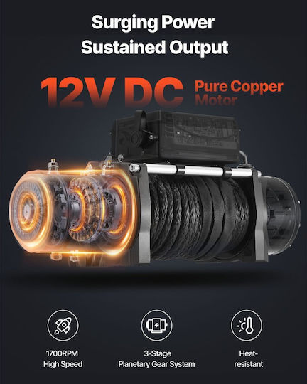 Vevor Electric 4x4 Car Winch 12V with Towing Capacity 6100kg