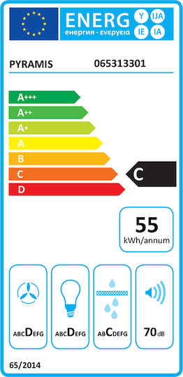 Pyramis Slim Turbo Συρόμενος Απορροφητήρας 60cm Inox