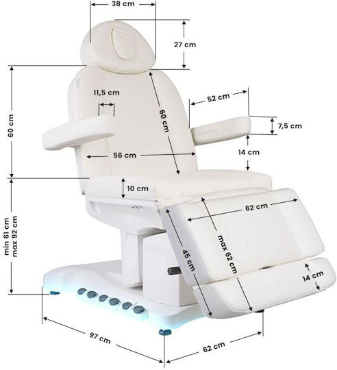 ZCS Azzurro Beauty Salon Chair with Adjustable Height and Electric Lifting