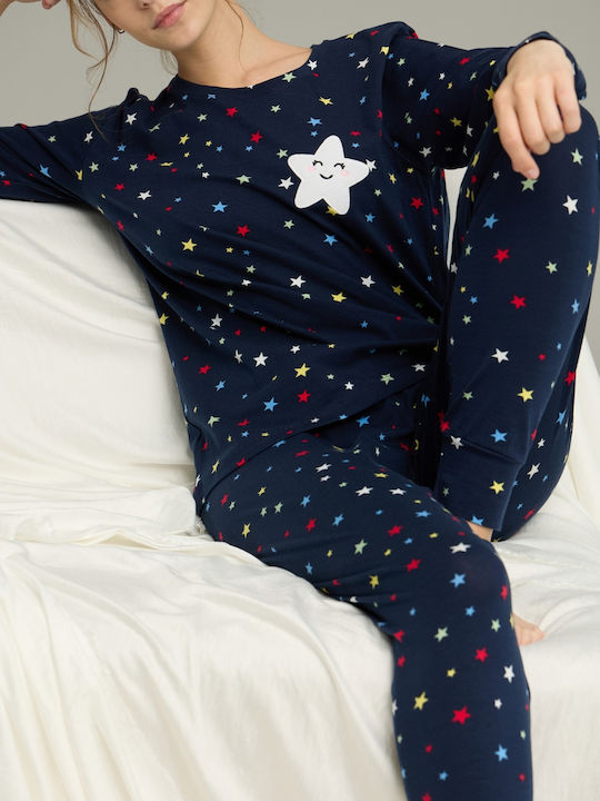 Sexen Set Pijamale pentru Femei Dark Blue Star