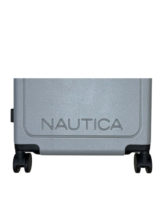 Nautica Large Travel Suitcase Hard Silver with 4 Wheels Height 74cm