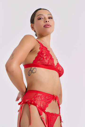 Milena by Paris Garters with Red Lace