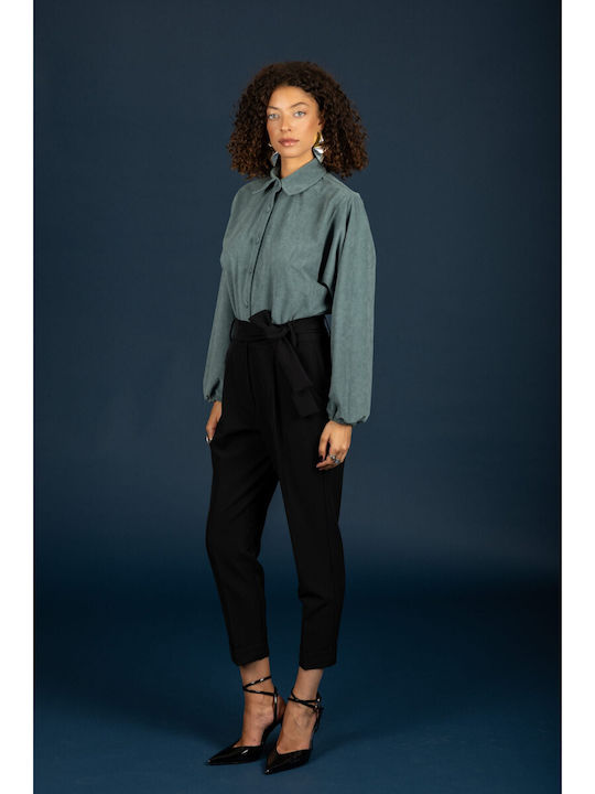 Women's Fabric Trousers Jet Black