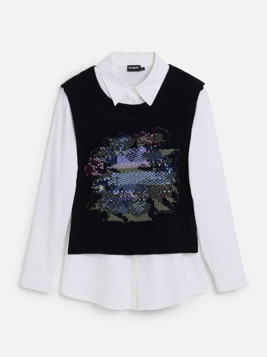 Long Sleeve Women's Shirt White Floral