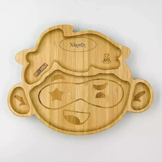 Pandaboo Baby Food Plate made of Bamboo Orange