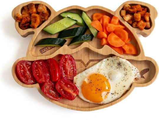 Pandaboo Baby Food Plate made of Bamboo Orange