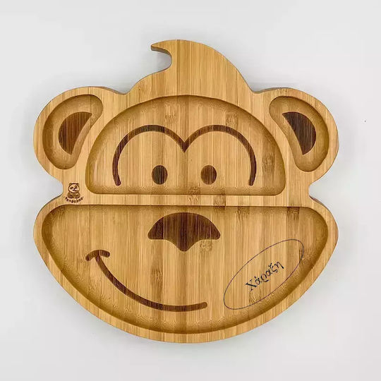 Pandaboo Baby Food Plate made of Bamboo Orange