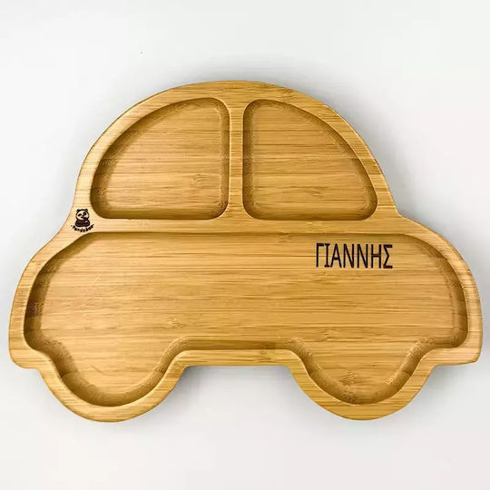 Pandaboo Baby Food Plate made of Bamboo Green