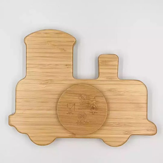 Pandaboo Baby Food Plate made of Bamboo Light Blue