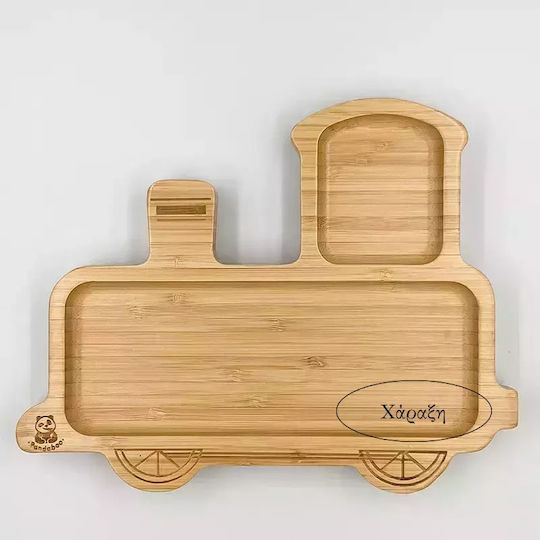 Pandaboo Baby Food Plate made of Bamboo Orange