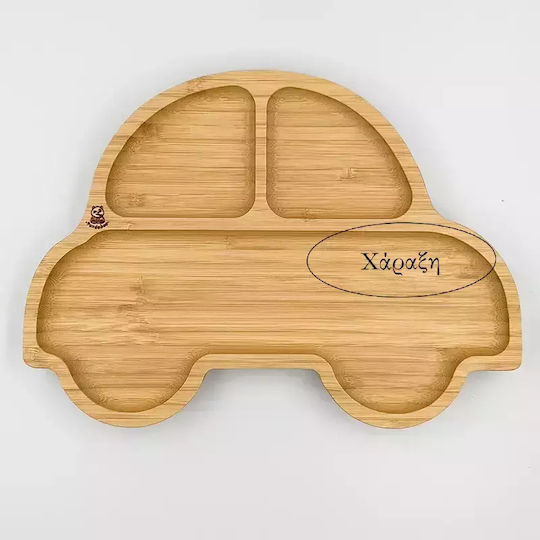 Pandaboo Baby Food Plate made of Bamboo Green