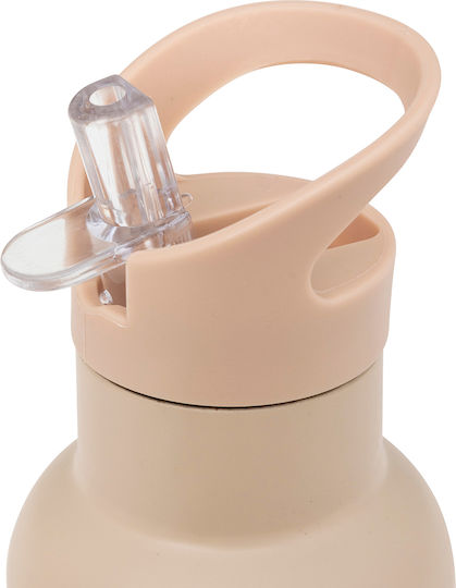 Kinderflasche Rostfreier Stahl mit Strohhalm Beige 350ml