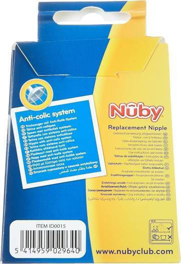 Nuby Silicone Baby Bottle Teats Slow Flow for 0+ months 2pcs