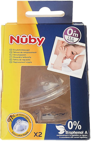 Nuby Silicone Baby Bottle Teats Slow Flow for 0+ months 2pcs
