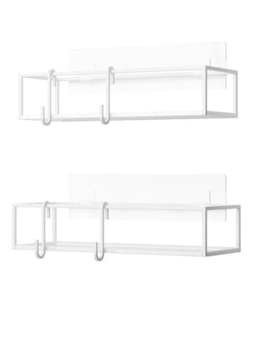 Umbra Cubiko Wall Mounted Bathroom Shelf Metallic 32x12x6cm White