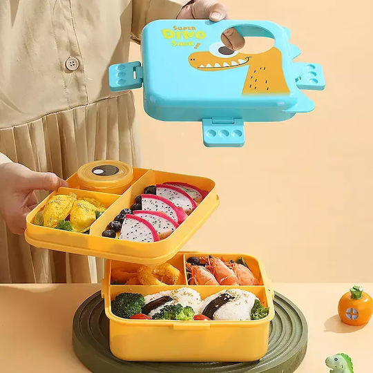 Pandaboo Recipient pentru copii din plastic Dinozauri Albastru