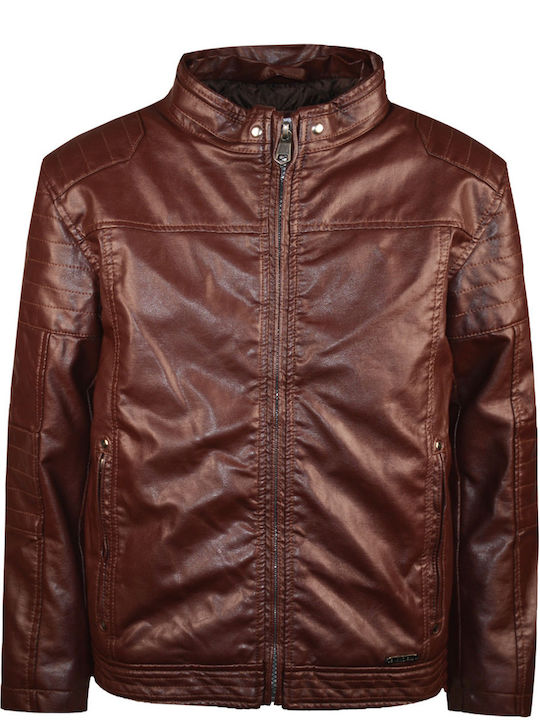 Kids Coat Short with Hooded Brown
