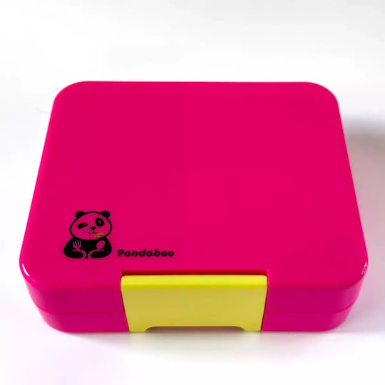 Pandaboo Кутия За Храна Пластмасова Розова С Прегради