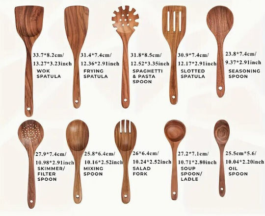 Wooden Cooking Utensil Set 10pcs