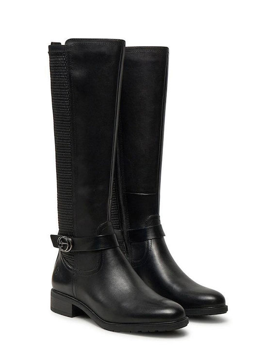 Leather Women's Boots with Rubber / Zipper Black