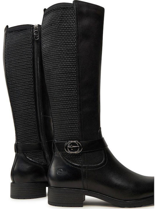 Leather Women's Boots with Rubber / Zipper Black