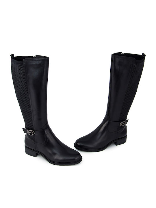 Leather Women's Boots with Rubber / Zipper Black