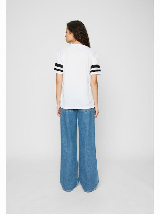 Ladies Damen T-Shirt Gestreift White
