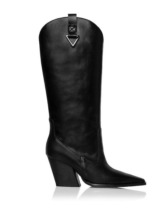 High Heel Cowboy Boots Black