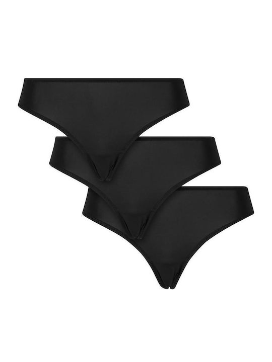 Дамско Бразилско 3Pack с дантела Black