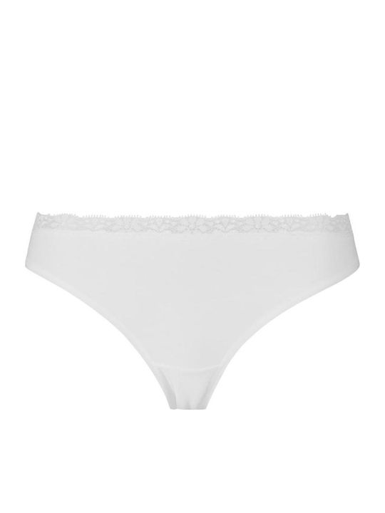 Baumwollene Damen-Slips Brazil mit Spitze Weiß