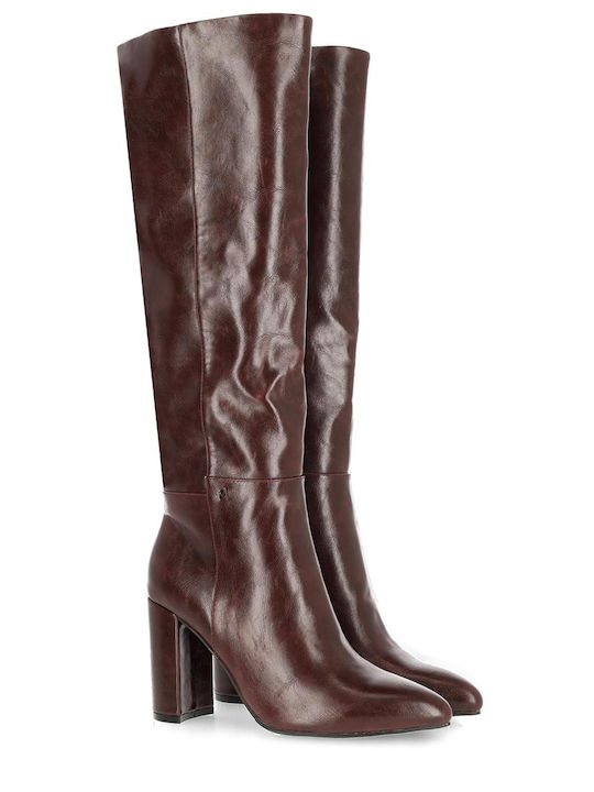 Synthetic Leather High Heel Women's Boots Krystal Tabac Brown