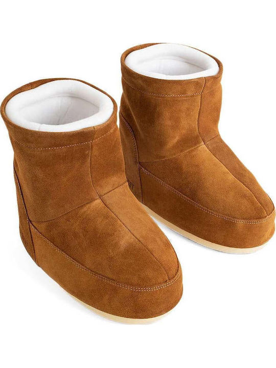 Moon Boot Icon Low Suede Γυναικείες Μπότες Χιονιού με Γούνα Καφέ
