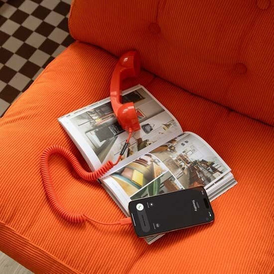 Native Union Pop Phone Alarm Usb-c Ακουτικό Τηλεφώνου Υψηλής Ποιότητας Μικρόφωνο Ακουστκό Κοκκινο Nu-pop-p-ard