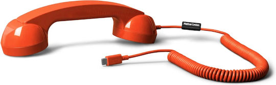 Native Union Pop Phone Alarm Usb-c Ακουτικό Τηλεφώνου Υψηλής Ποιότητας Μικρόφωνο Ακουστκό Κοκκινο Nu-pop-p-ard