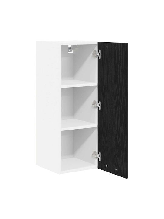 Cabinet Wall Black Oak and White 30x31x80cm