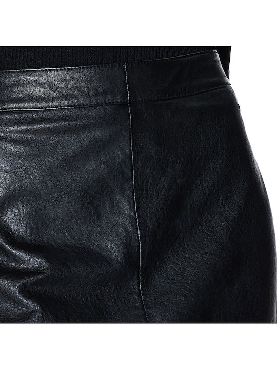 Leder Midi Rock Black