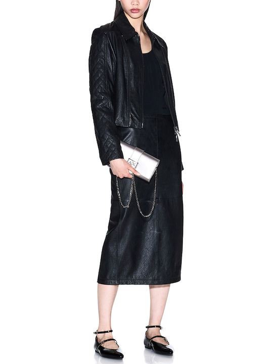 Leder Midi Rock Black
