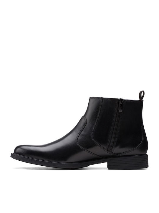 Whiddon Leather Black Men's Boots with Zipper
