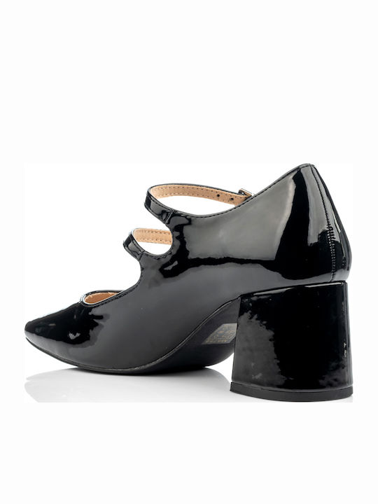 Pumps mit Riemchen & mittelhoher Absatz Schwarz