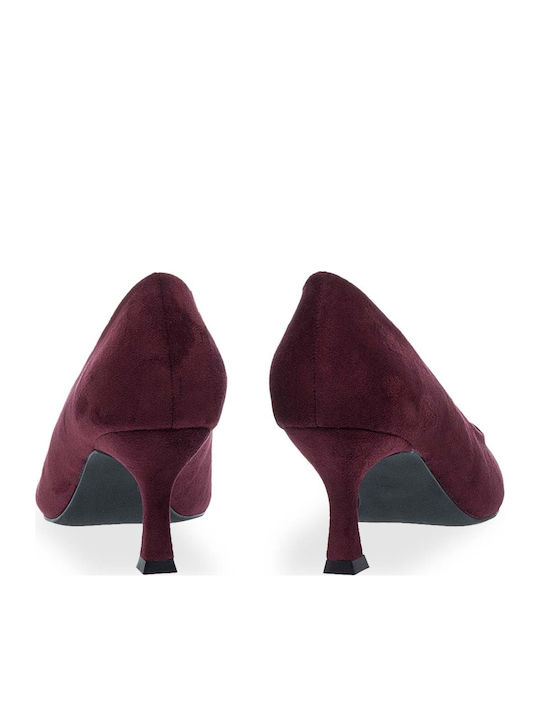 Suede Pointed Toe Burgundy Heels