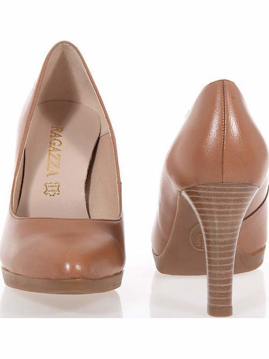 Pantofi cu toc Tabac maro