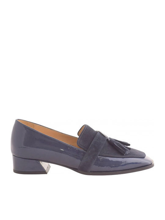 Leather Women's Moccasins in Blue Color